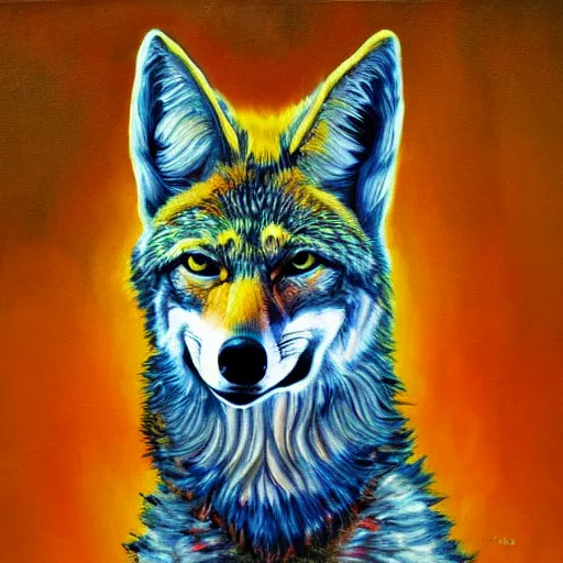 Prompt: a trippy oil painting of a coyote