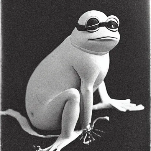 Prompt: pepe the frog, 1 9 th century photography