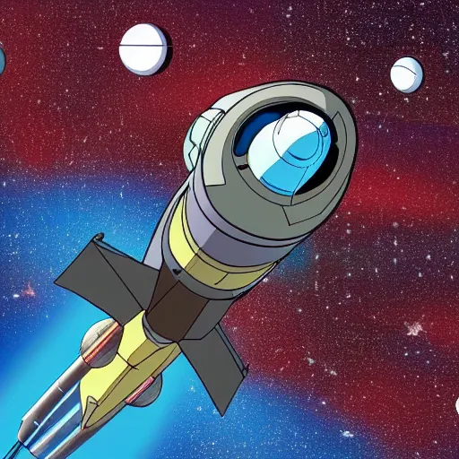 Prompt: spacecraft in space, captain future cartoon style