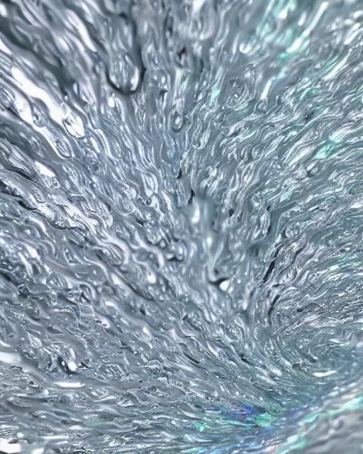 Image similar to organic white shimmering iridescent metal fluid, creative VFX, no text, rendered with octane, hyper realistic, hyper detailed, surreal, futuristic, 8k