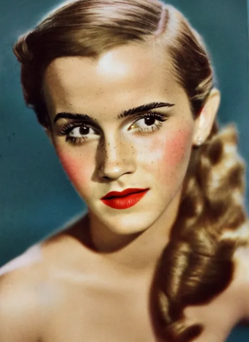 Image similar to Retro color photography 1940s portrait Hollywood headshot of Emma Watson