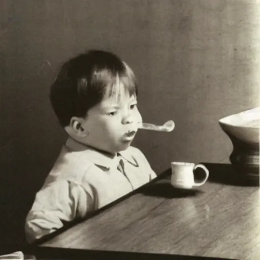 Prompt: anthony fauci as a young child drinking chinese tea