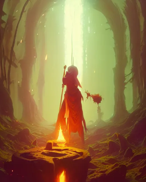 Image similar to highly detailed vfx portrait of a mage casting a blood spell, unreal engine, greg rutkowski, loish, rhads, beeple, makoto shinkai and lois van baarle, ilya kuvshinov, rossdraws, tom bagshaw, alphonse mucha, global illumination, detailed and intricate environment