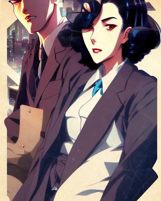 Image similar to portrait Anime 1940s Detective smoking Sharp fine face pretty face, realistic shaded Perfect face, fine details. Anime. noir detective movie realistic shaded lighting by katsuhiro otomo ghost-in-the-shell, magali villeneuve, artgerm, rutkowski Jeremy Lipkin and Giuseppe Dangelico Pino and Michael Garmash and Rob Rey