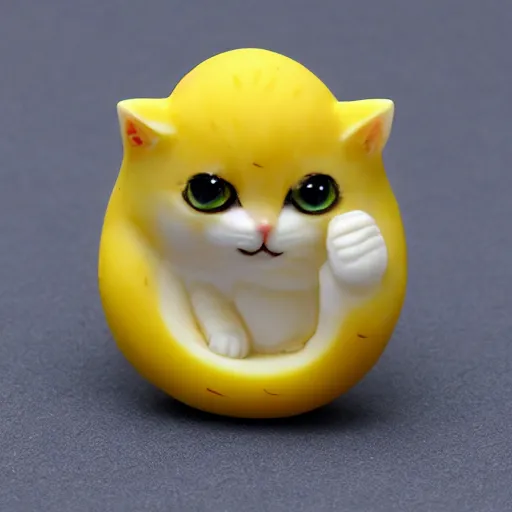 Prompt: 80mm resin detailed miniature of beautiful cat in banana shape, Product Introduction Photos, 4K, Full body n 9