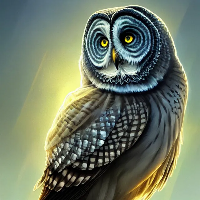 Prompt: portrait of a gray owl attacking with spreaded wings, bright golden eyes in the night, blue night lighting, symmetrical, album cover art, highly detailed, digital painting, artstation, concept art, sharp focus, cinematic lighting, illustration, art by artgerm and greg rutkowski, alphonse mucha, cgsociety