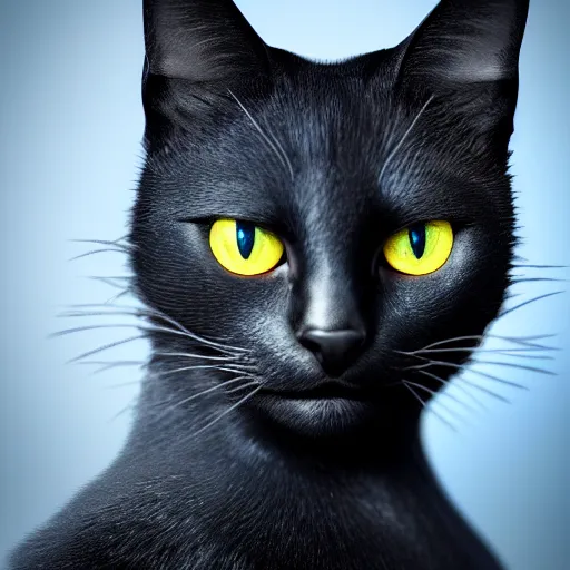 Prompt: black cat close up 4k, cosmic background, artstation, matte painting