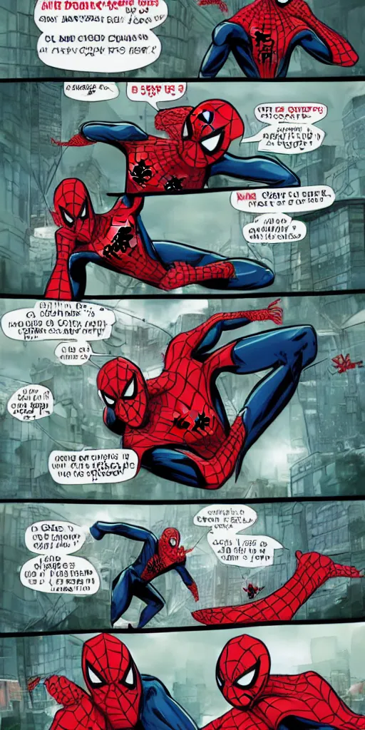 Image similar to two spidermans fighting, and sometimes they make weird noises. but they're not hurting each other.