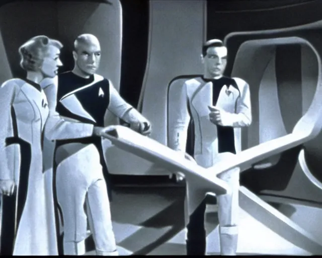 Image similar to a video still from star trek from the 1 9 3 0 s