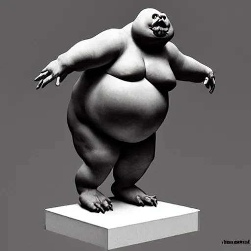 Prompt: hyper realistic sculpture of an obese monster
