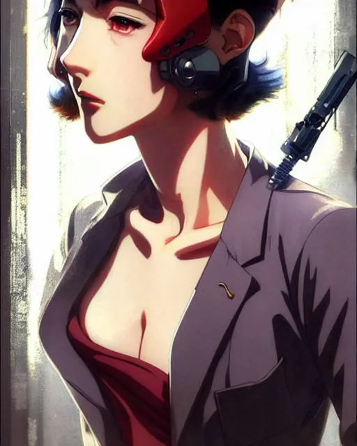 Image similar to portrait Anime 1940s Detective smoking Sharp fine face, pretty face, realistic shaded Perfect face, fine details. Anime. cyberpunk realistic shaded lighting by katsuhiro otomo ghost-in-the-shell, magali villeneuve, artgerm, rutkowski Jeremy Lipkin and Giuseppe Dangelico Pino and Michael Garmash and Rob Rey