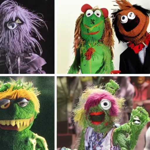 Image similar to zombie fraggle rock muppets, family photo of zombie muppets, dawn of the dead ( 1 9 7 8 ), photo from the 7 0 s