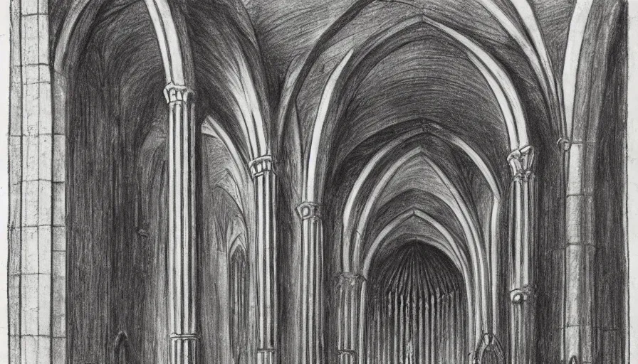 Image similar to pipe organ in a sunken cathedral, 1 9 th century charcoal and pencil drawing, high detail, high contrast