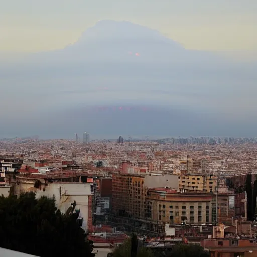 Image similar to nuke explosion in the skyline from barcelona seen from vallvidrera