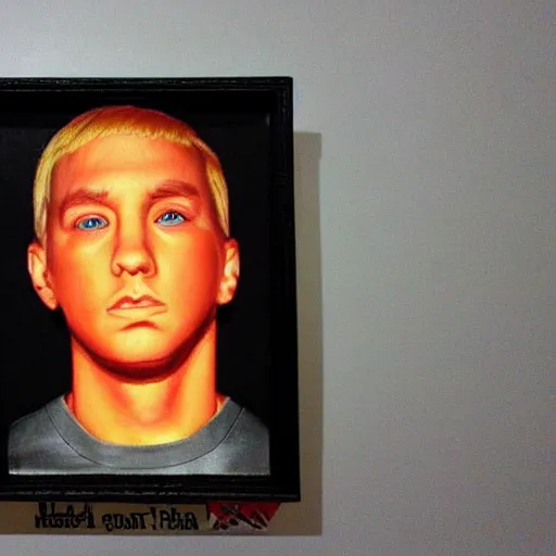 Image similar to portrait of eminem made out of m & m candy