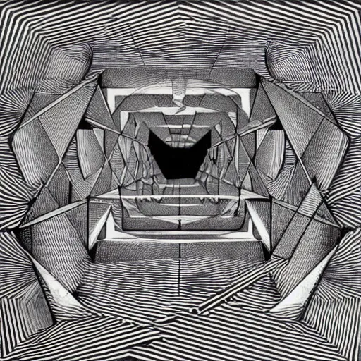 Prompt: synthwave dream relativity by M.C. Escher