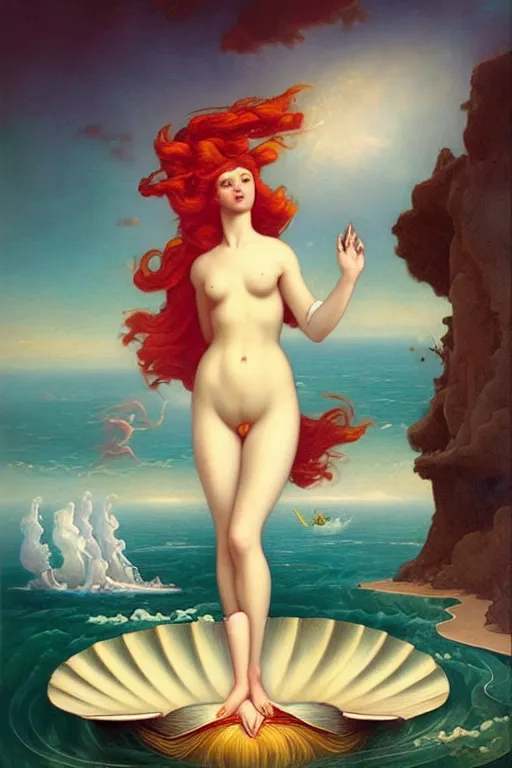 Image similar to The Birth of Venus by Peter Mohrbacher in the style of Gaston Bussière, Art Nouveau