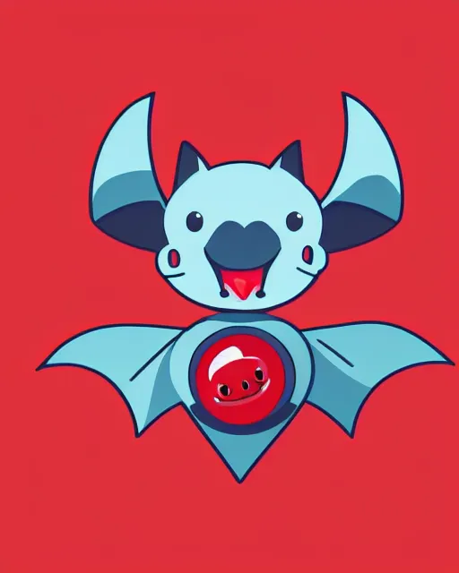 Prompt: 2 d logo, cute red bat that is crying, vector line art, polygon