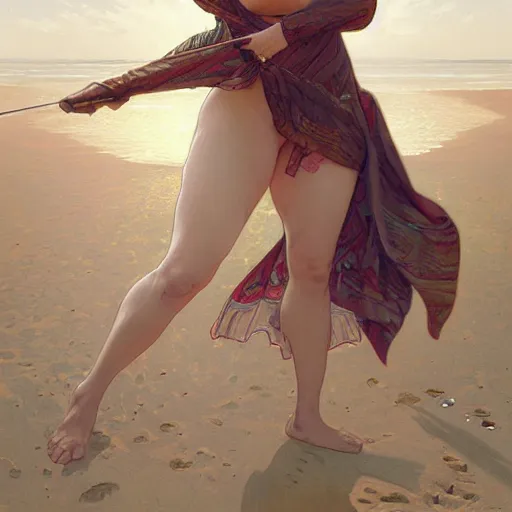 Prompt: character portrait of Mata Hari on a beach, relaxing mood, intricate, wild, highly detailed, digital painting, artstation, upper body, concept art, smooth, sharp focus, illustration, art by artgerm and greg rutkowski and alphonse mucha