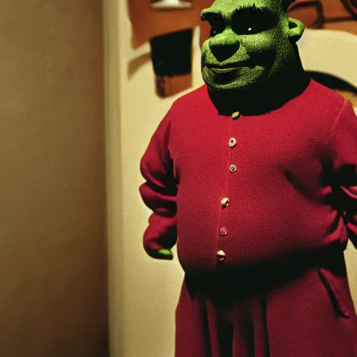 Prompt: Karl Marx Shrek Hybrid, photoshoot, 30mm, Taken with a Pentax1000, studio lighting