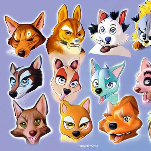 Prompt: colored Pencil drawing of cartoon furry characters, highly detailed