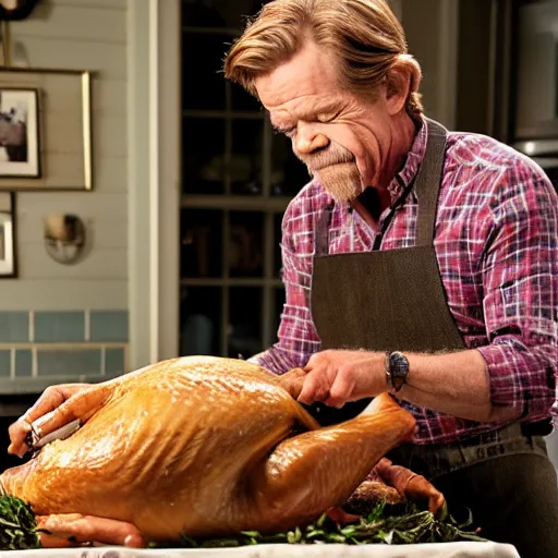 Image similar to William H Macy carving a turkey