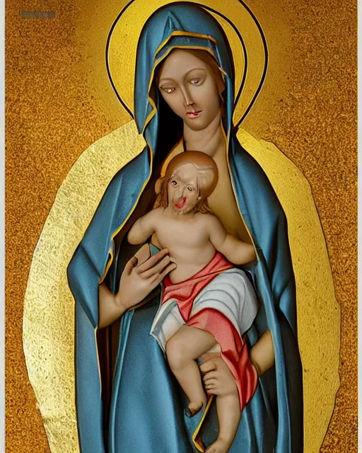 Image similar to muscular virgin mary