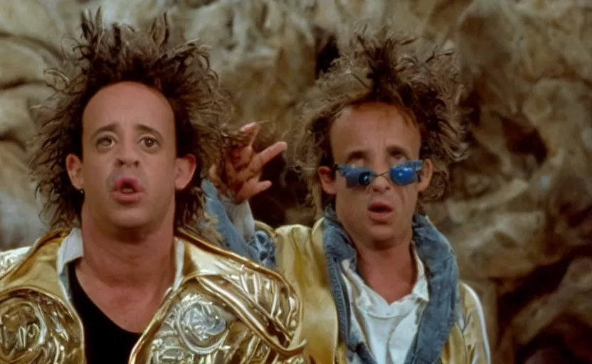 Prompt: a still of pauly shore in labyrinth ( 1 9 8 9 ),