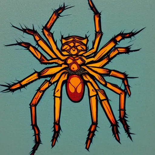 Image similar to spider, style of hydro74, woodblock