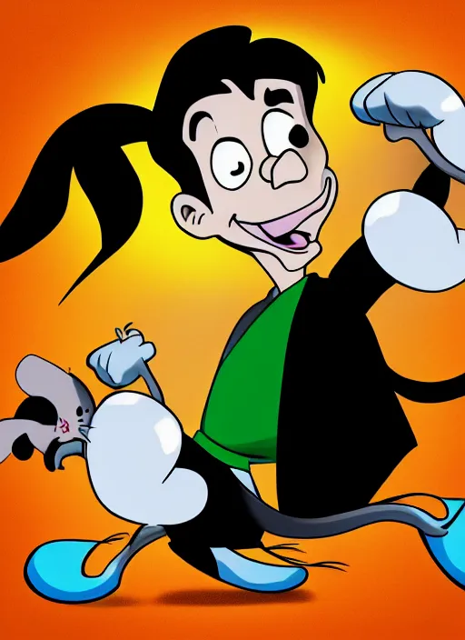 Image similar to Portrait of Christian Bale in the style of cartoon Tom and Jerry. 8k Resolution