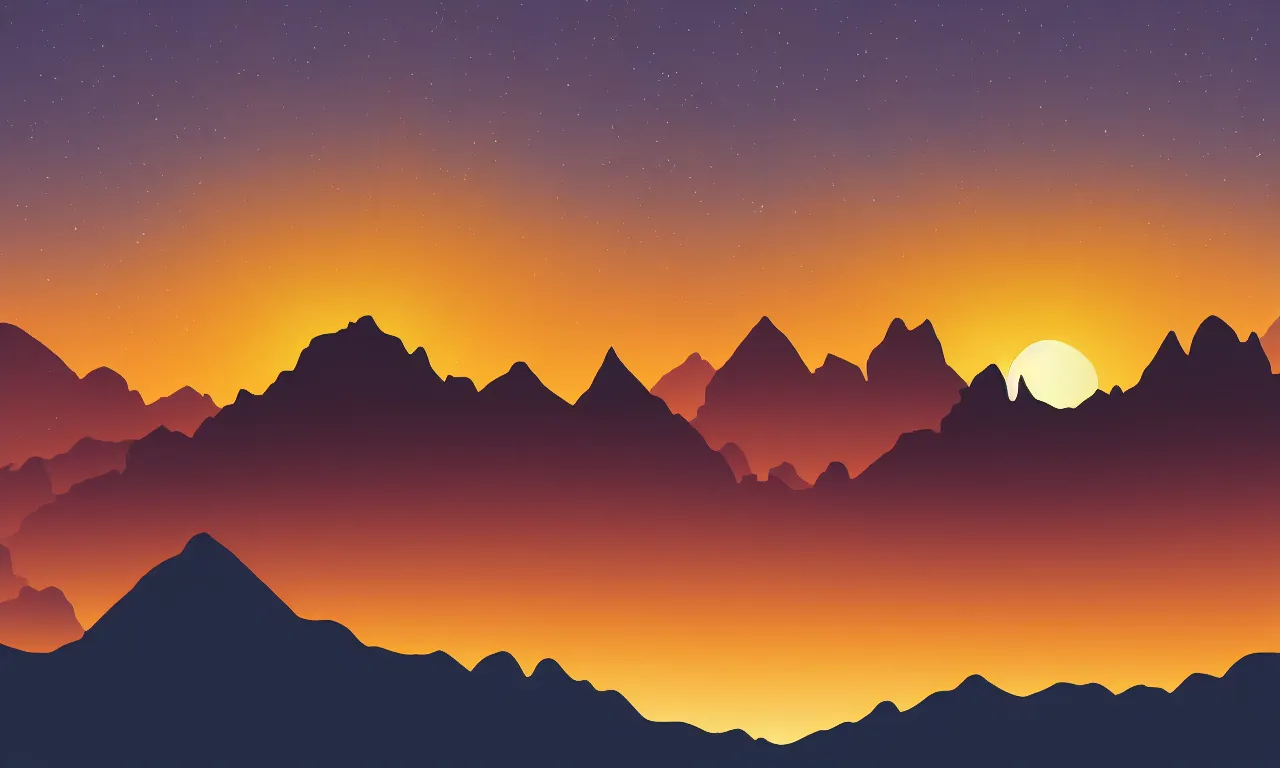 Prompt: a sunset behind a mountain range, vector image, 4 k