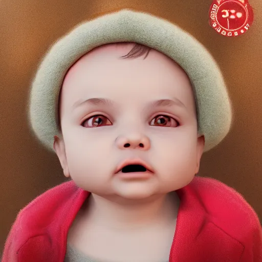 Image similar to ugly baby, splash art, detailed face, photorealistic facial features, cinematic lighting, dramatic, octane render, long lens, shallow depth of field, bokeh, anamorphic lens flare, hyper detailed, 3 5 mm film grain