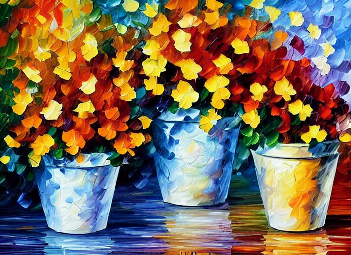 Image similar to A flowerpot designed by Leonid Afremov