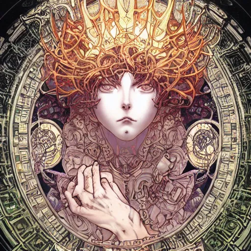 Prompt: hypnogogic ethereal entity deity heavenly god of death and pestilence intricate detailed rutowski gurney gustave dore and alphonse mucha yoji shinkawa apophasis shintaro kago scary anger hell hellscape deity hellish landscape ethereality