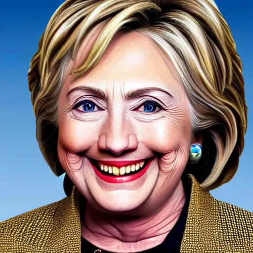Prompt: detailed portrait of hillary clinton, over nine thousand hours in mspaint