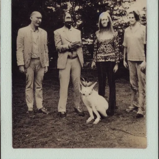 Prompt: really old polaroid photograph of horrorific extraterrestrial beings visiting earth,