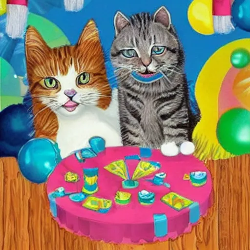 Image similar to cats having a party 2d