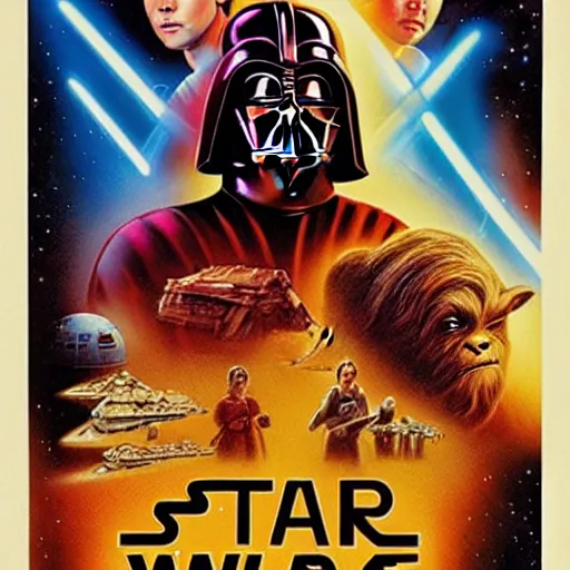 Image similar to the poster for star wars with fruits, a poster by edward george handel lucas, cg society, reimagined by industrial light and magic, movie poster, poster art