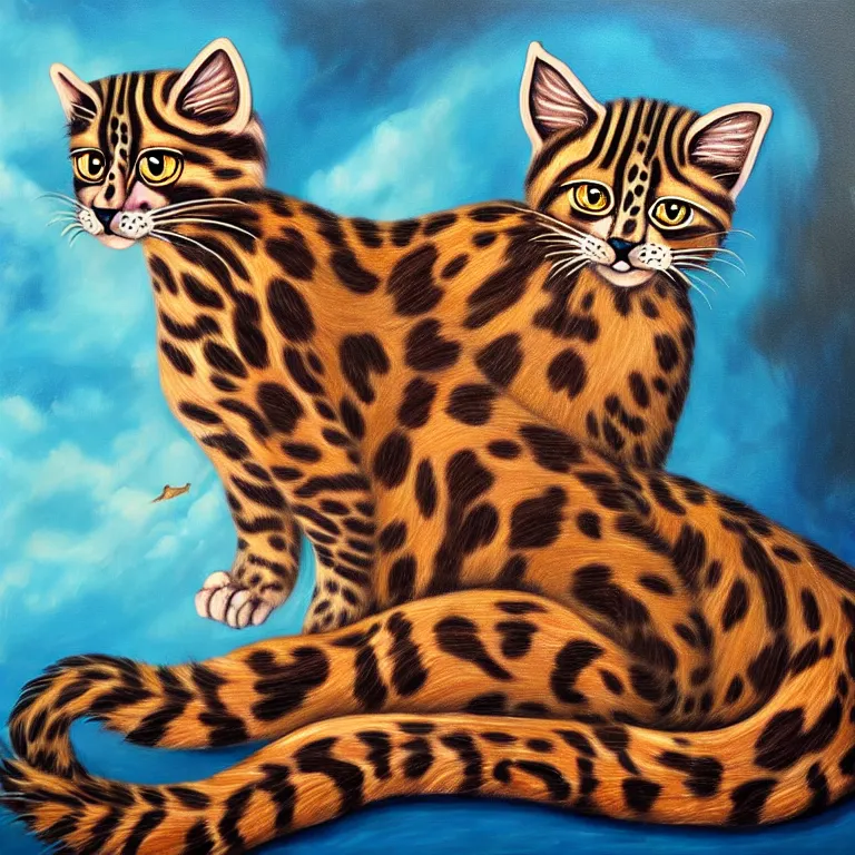 Image similar to magical realism painting of a celestial leopard cat spirit