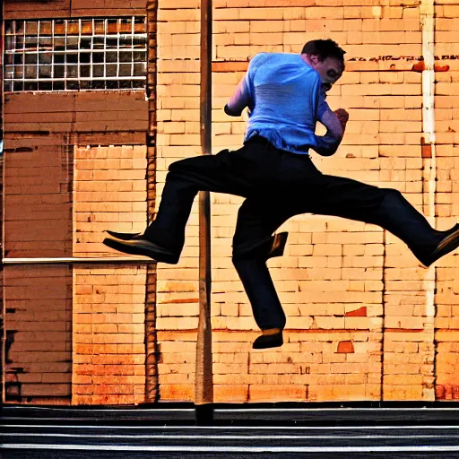 Image similar to man jumping by Greg rutowski