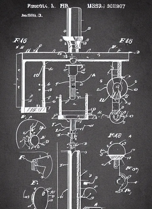 Prompt: “A detailed clockwork mechanism attached to human forehead. Patent application drawing, close-up, Fig.1, Header text”