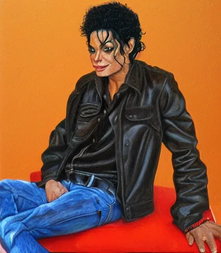 Prompt: portrait of michael jackson by philip pearlstein, high quality, high detail