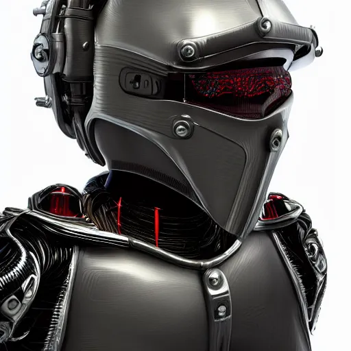 Image similar to cyberpunk mediaval mechanical helmet with side intircate hoses looking straight by Vitaly Bulgarov, front view