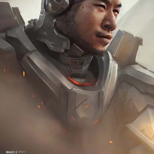 Prompt: an portrait man asian in the assault powered armor, style game square enix life, trending on artstation, painted by greg rutkowski, render naughty dog, octane render, detailed