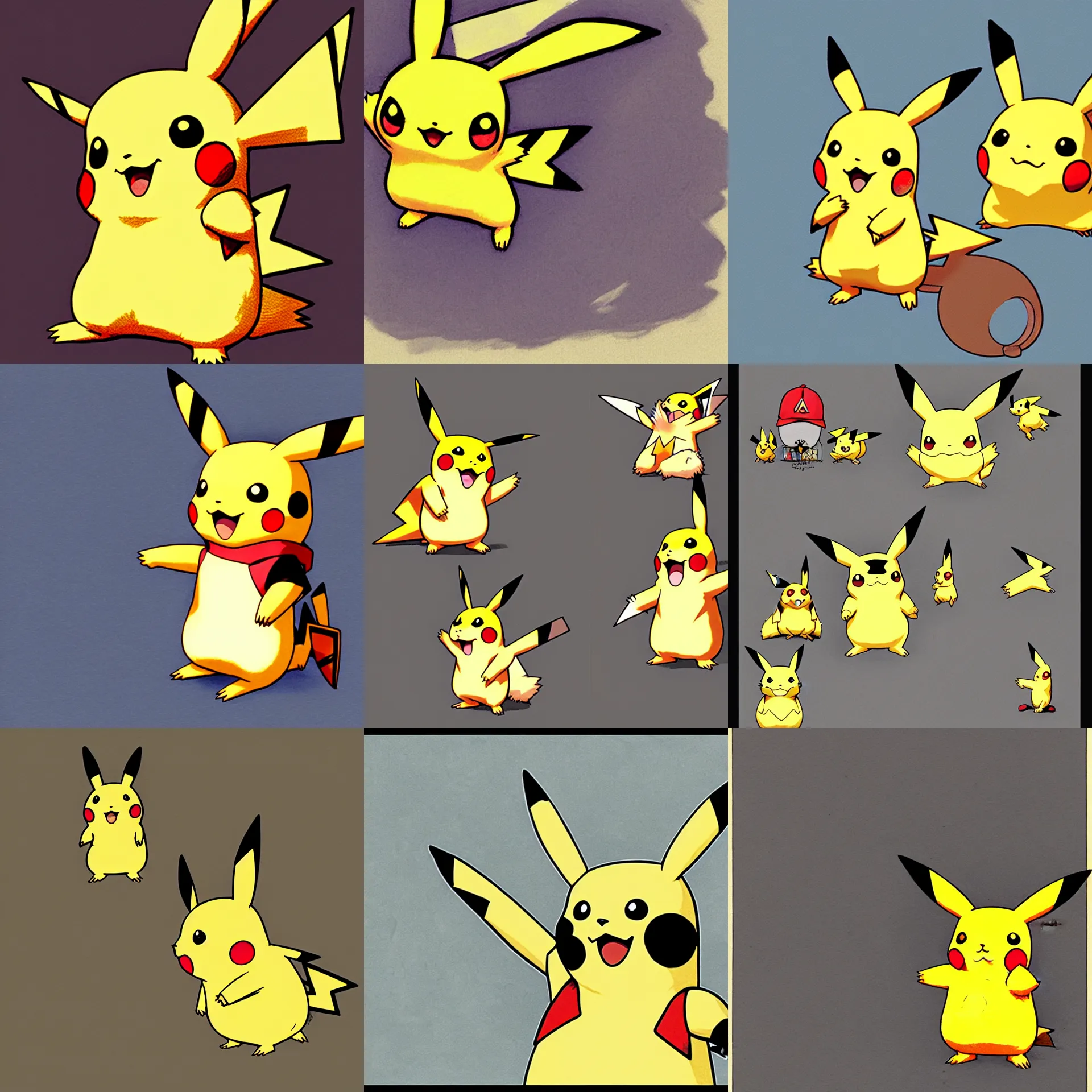 Prompt: Pikachu illustrated by Akihiko Yoshida, concept art