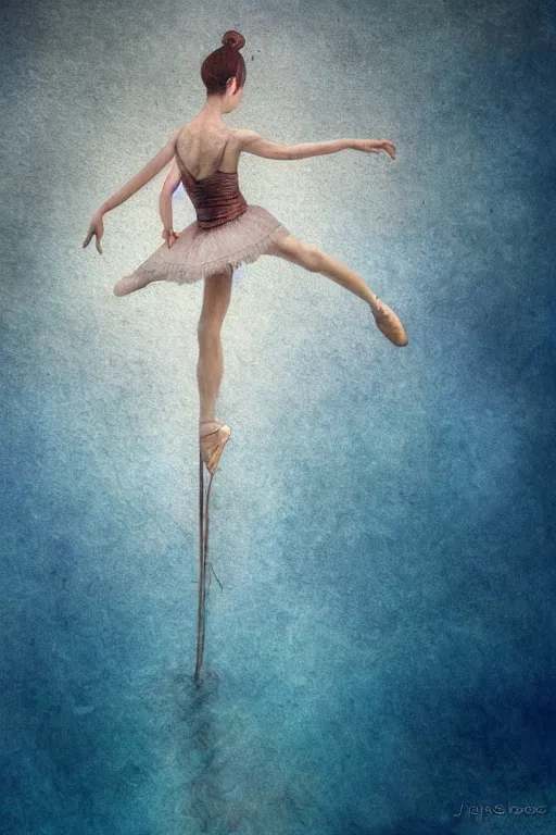 Prompt: ballerina alone at the bottom of the mariana trench by jaques cousteau, digital art, smooth, focus, highly detailed, watercolor