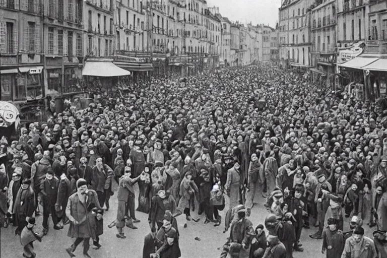 Prompt: Where's Waldo in 1940s france