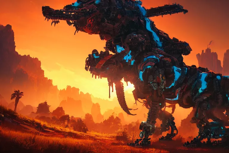 Image similar to fireclaw machine mecanical creature robot of horizon forbidden west horizon zero dawn bioluminiscence global illumination ray tracing hdr fanart arstation by ian pesty and alena aenami artworks in 4 k