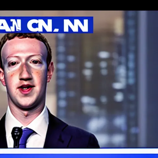 Image similar to mark zuckerberg as a news anchor on cnn