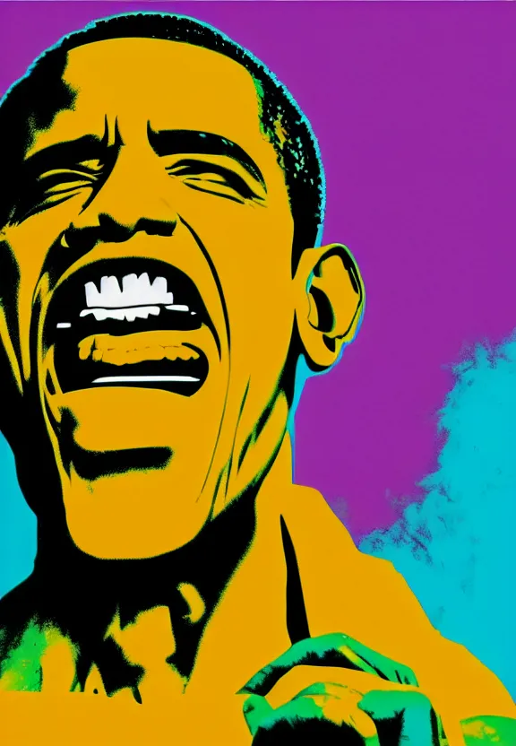 Prompt: Obama Hulk by Andy Warhol and Beeple